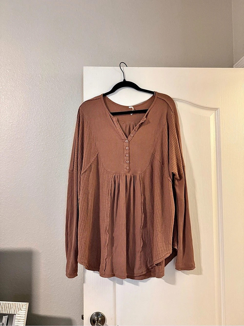 Free People Brown Long Sleeve Top